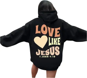 Christian Oversized Hoodie for Women Trust in The Lord Letter Print Pullover Tops with Pocket Long Sleeve Trendy Clothes
