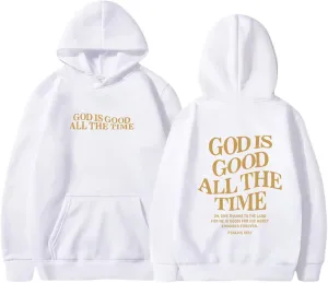 Christian Sweatshirts for Women God is Good All The Time Hoodies Long Sleeve Oversized Hoodies Jesus Sweatshirts