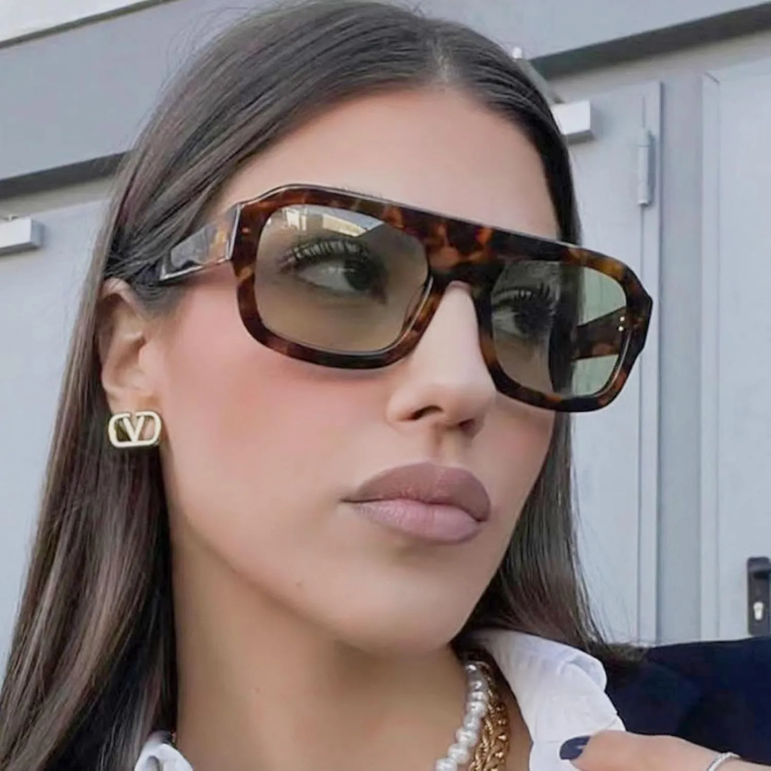 Classic Rectangular Large Frame Sunglasses for Women Fashion Retro Men