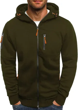 CRNTCEM Mens Zip Up Active Hoodies Sweatshirt Drawstring Workout Athletic Long Sleeve Jackets Fall Gym Fitness Sportwears