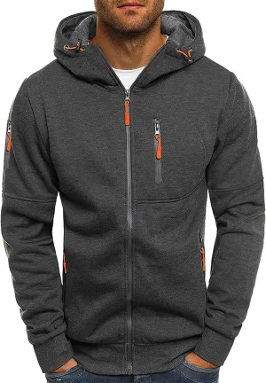 CRNTCEM Mens Zip Up Active Hoodies Sweatshirt Drawstring Workout Athletic Long Sleeve Jackets Fall Gym Fitness Sportwears
