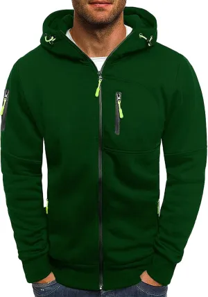 CRNTCEM Mens Zip Up Active Hoodies Sweatshirt Drawstring Workout Athletic Long Sleeve Jackets Fall Gym Fitness Sportwears
