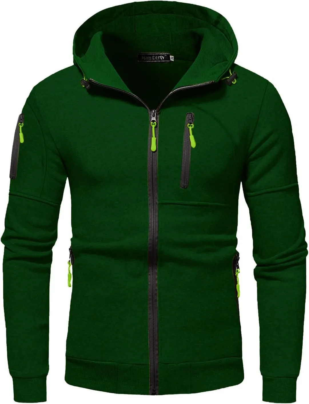 CRNTCEM Mens Zip Up Active Hoodies Sweatshirt Drawstring Workout Athletic Long Sleeve Jackets Fall Gym Fitness Sportwears