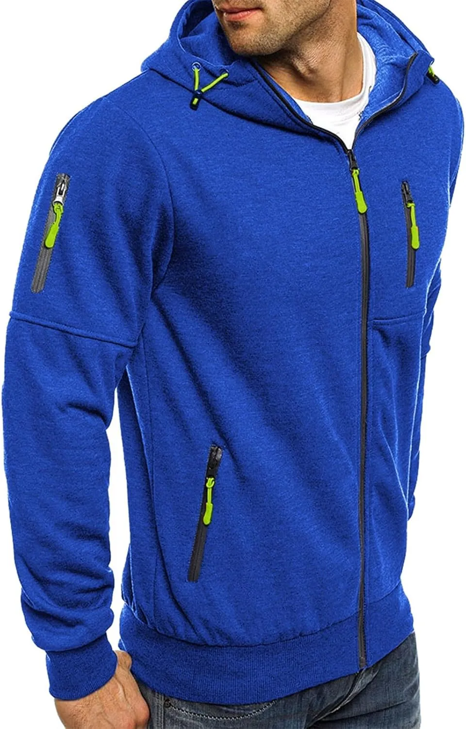 CRNTCEM Mens Zip Up Active Hoodies Sweatshirt Drawstring Workout Athletic Long Sleeve Jackets Fall Gym Fitness Sportwears
