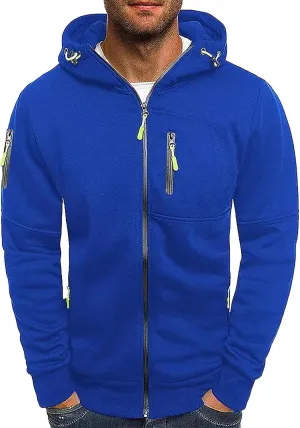 CRNTCEM Mens Zip Up Active Hoodies Sweatshirt Drawstring Workout Athletic Long Sleeve Jackets Fall Gym Fitness Sportwears