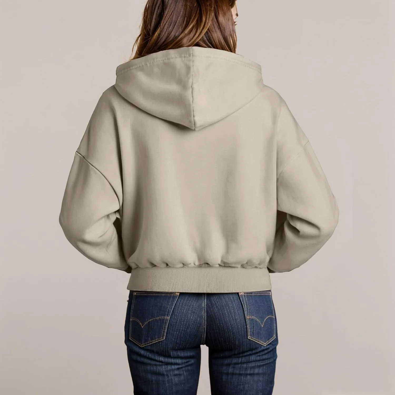 Crop Hoodies for Women Zip Up Jackets Oversized Sweatshirts Fall Fashion Outfits 2024 Sweaters Winter Clothes