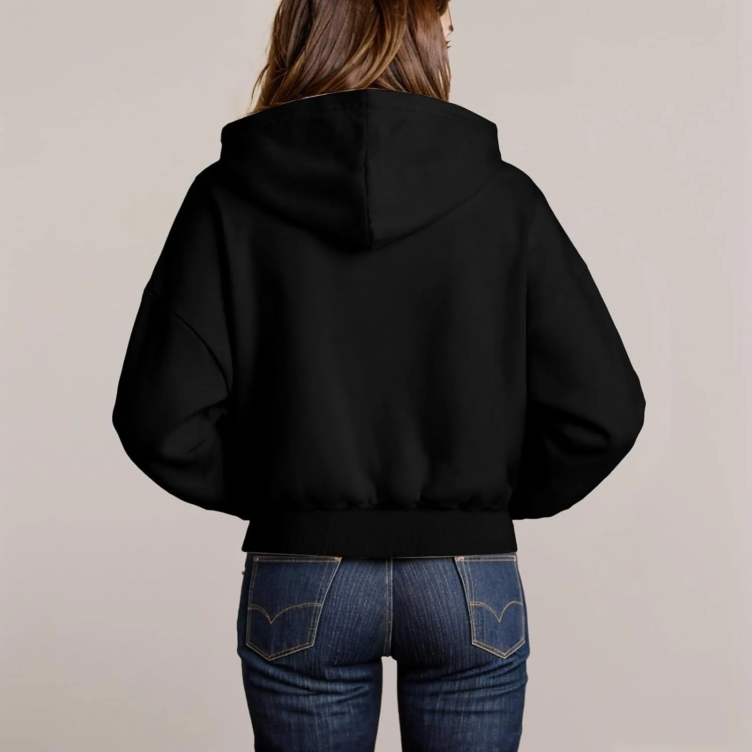Crop Hoodies for Women Zip Up Jackets Oversized Sweatshirts Fall Fashion Outfits 2024 Sweaters Winter Clothes