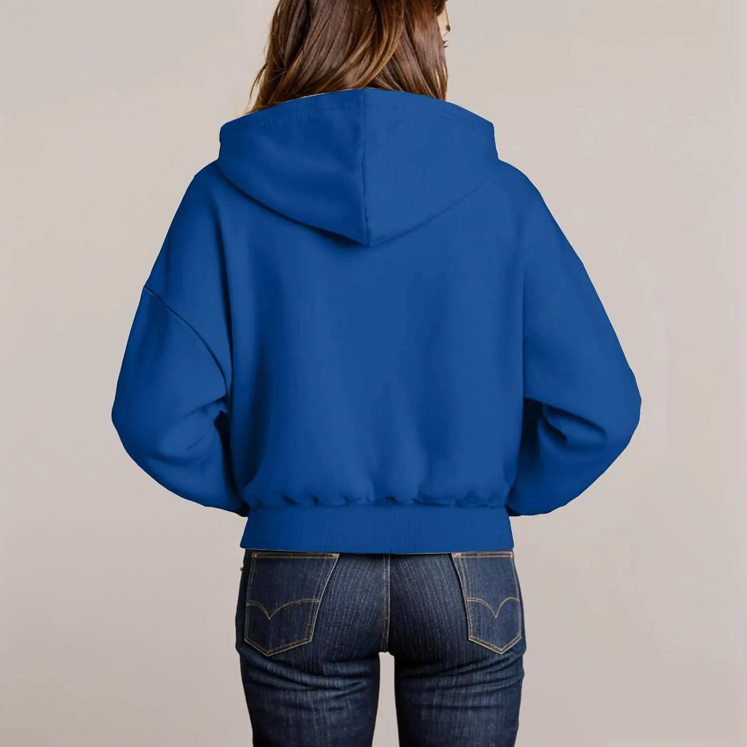 Crop Hoodies for Women Zip Up Jackets Oversized Sweatshirts Fall Fashion Outfits 2024 Sweaters Winter Clothes