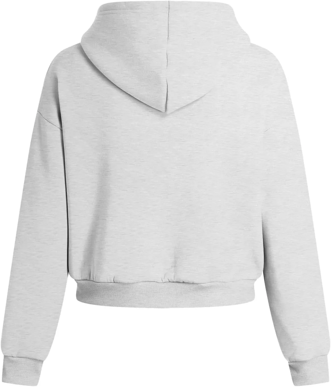 Cropped Zip Up Hoodie Women Oversized Drawstring Long Sleeve Zip Up Jacket Hooded Sweatshirt with Pockets