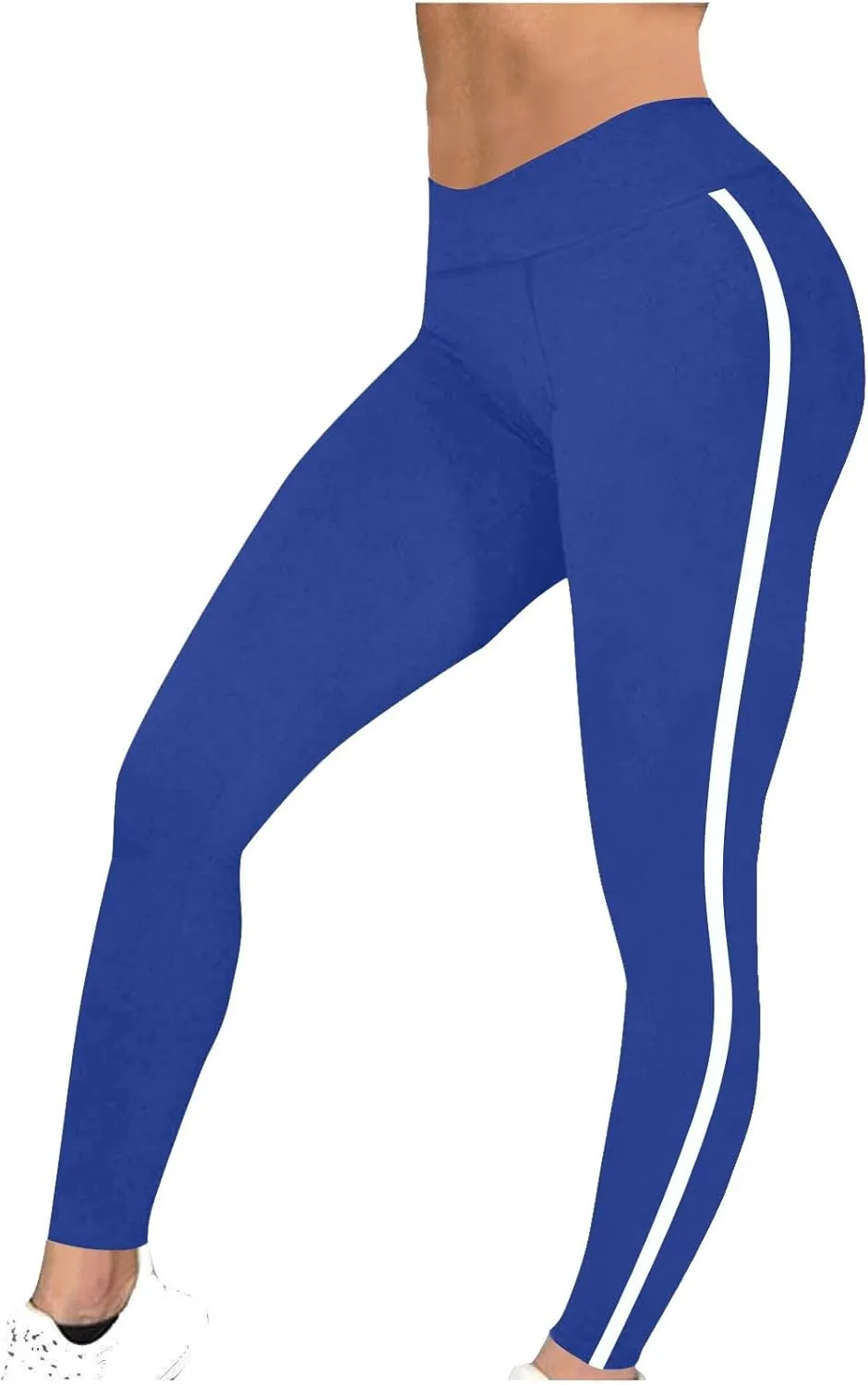 DASAYO High Waisted Leggings for Women Trenfy Side Stripe Print Tummy Control Comfy Exercise Yoga Pants Girls Activewear