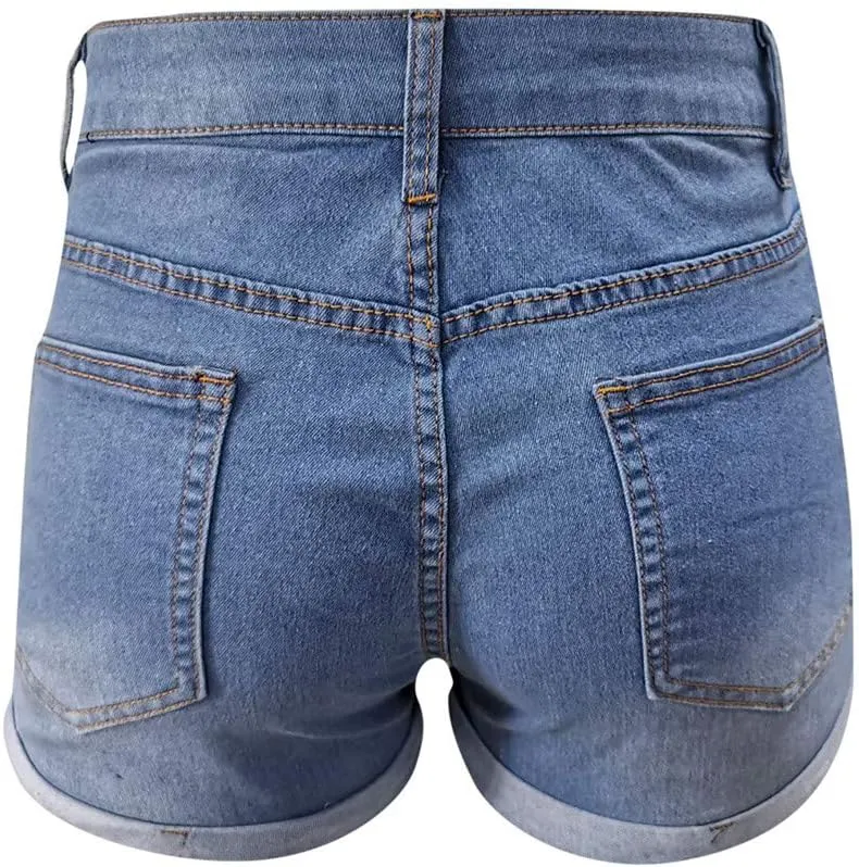 Denim Shorts Women High Waisted Jeans Shorts for Women Stretchy Hot Short Jeans Ripped Jean Short