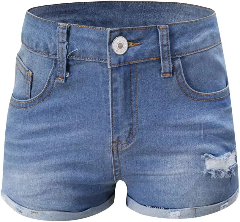 Denim Shorts Women High Waisted Jeans Shorts for Women Stretchy Hot Short Jeans Ripped Jean Short
