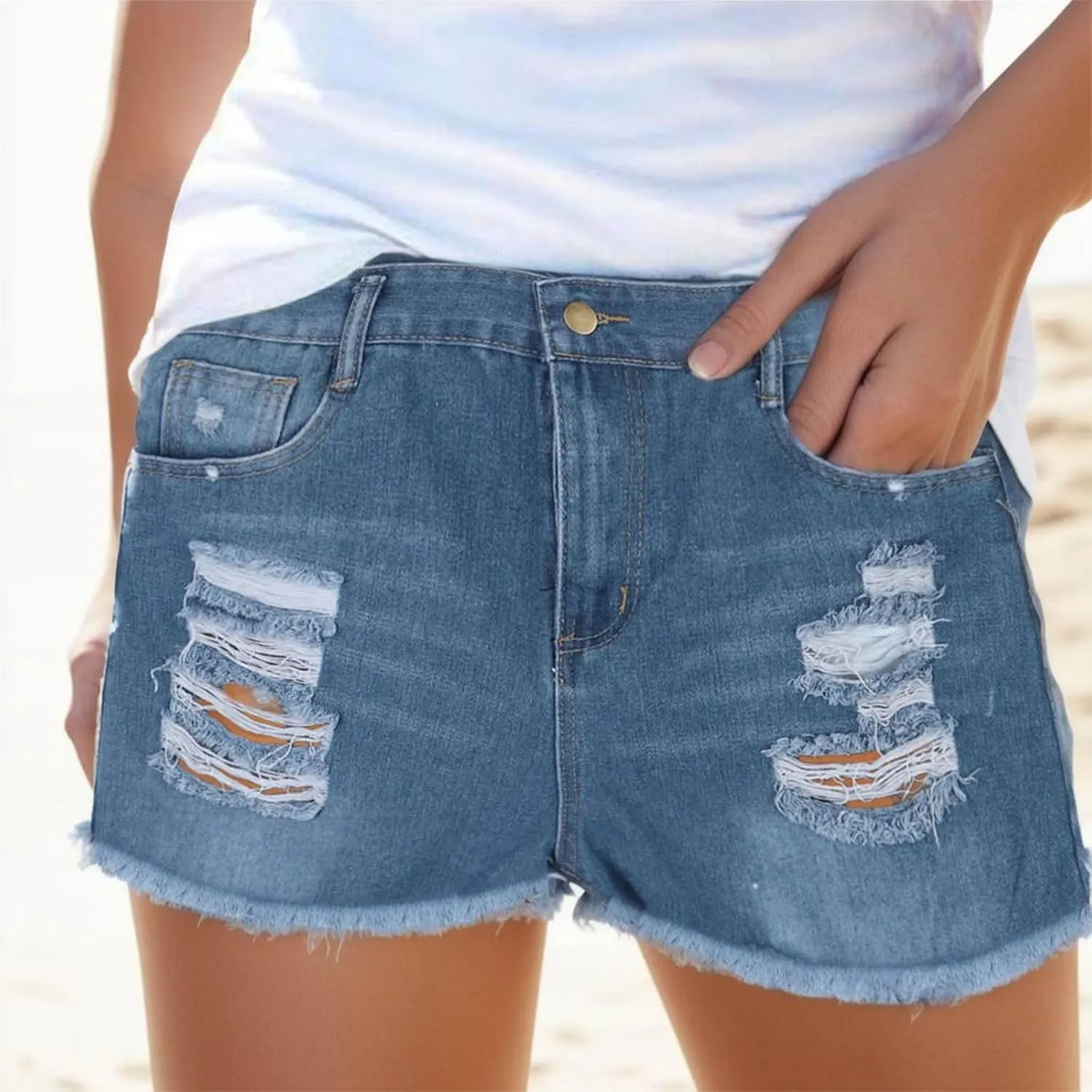 Denim Shorts Women High Waisted Jeans Shorts for Women Stretchy Hot Short Jeans Ripped Jean Short
