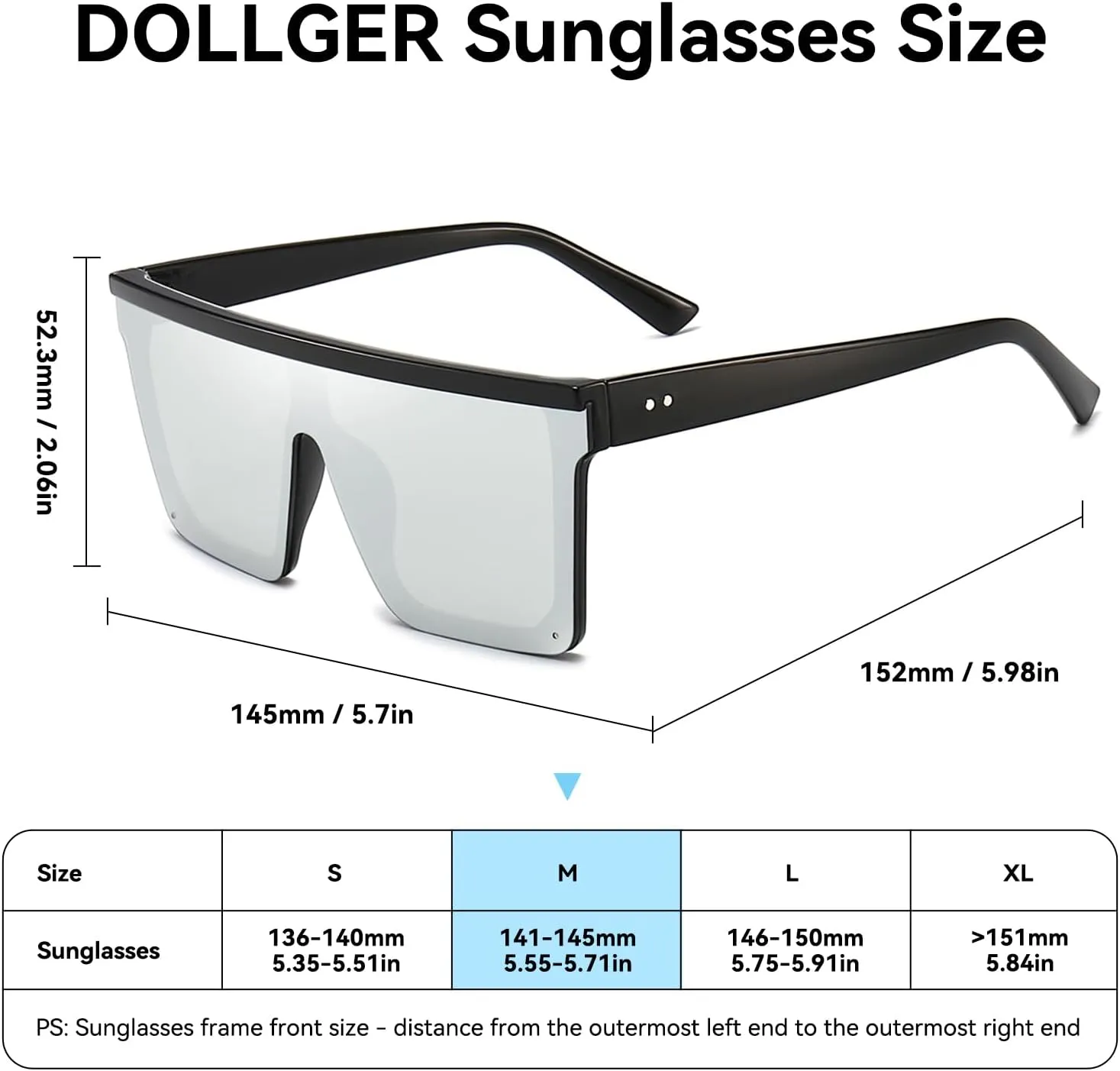 Dollger Square Oversized Sunglasses for Women Men Fashion Flat Top Big Black Frame Shades