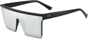 Dollger Square Oversized Sunglasses for Women Men Fashion Flat Top Big Black Frame Shades