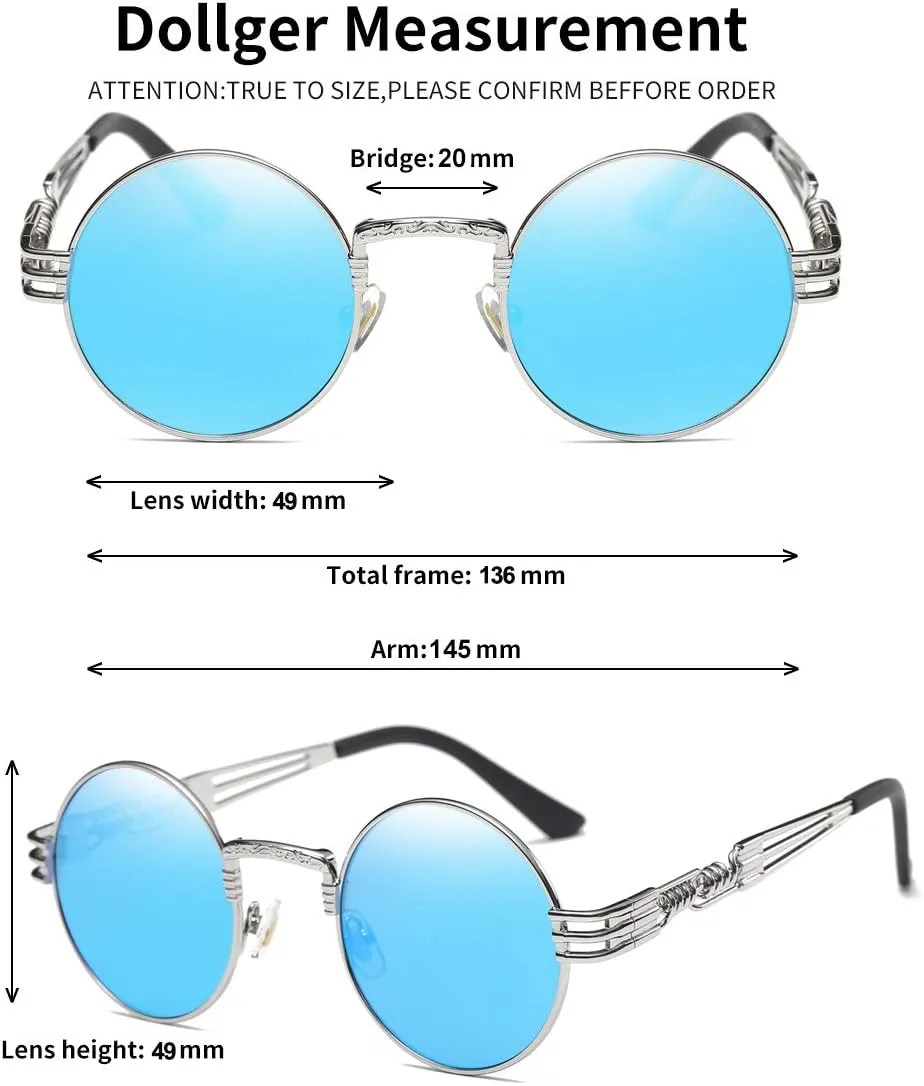 Dollger Steampunk Round Sunglasses Metal Frame Circle Shades