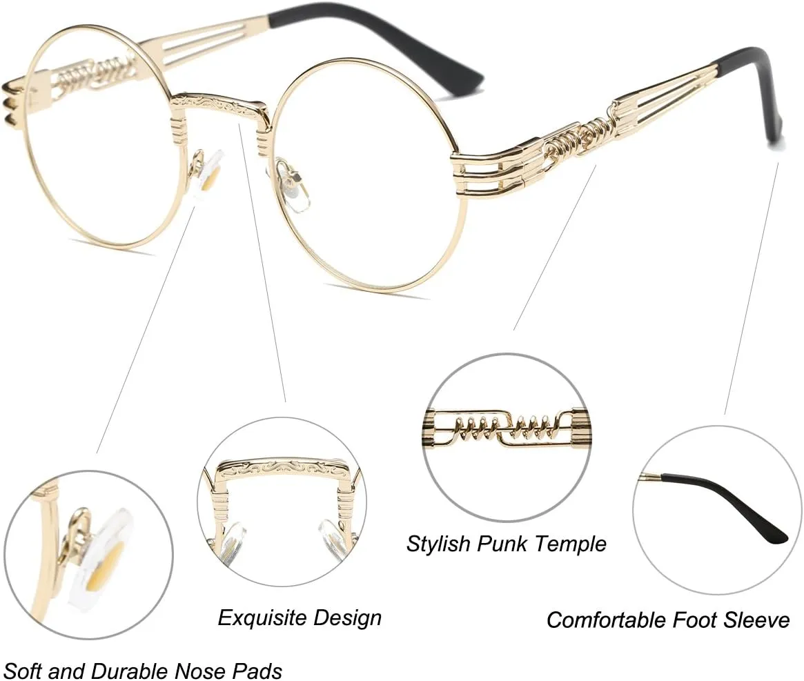 Dollger Steampunk Round Sunglasses Metal Frame Circle Shades