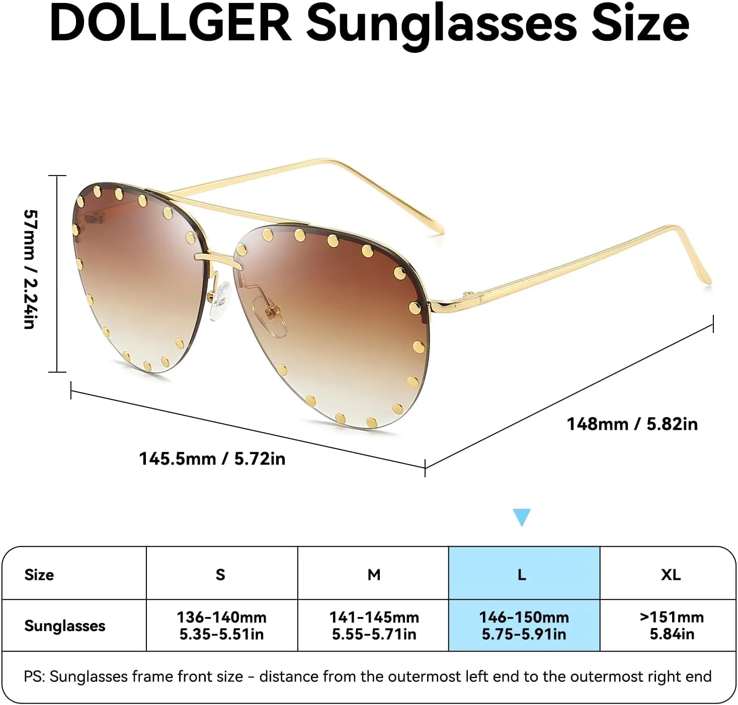 Dollger Studded Sunglasses for Women Fashion Studded Aviator Sunglasses Metal Frame UV 400