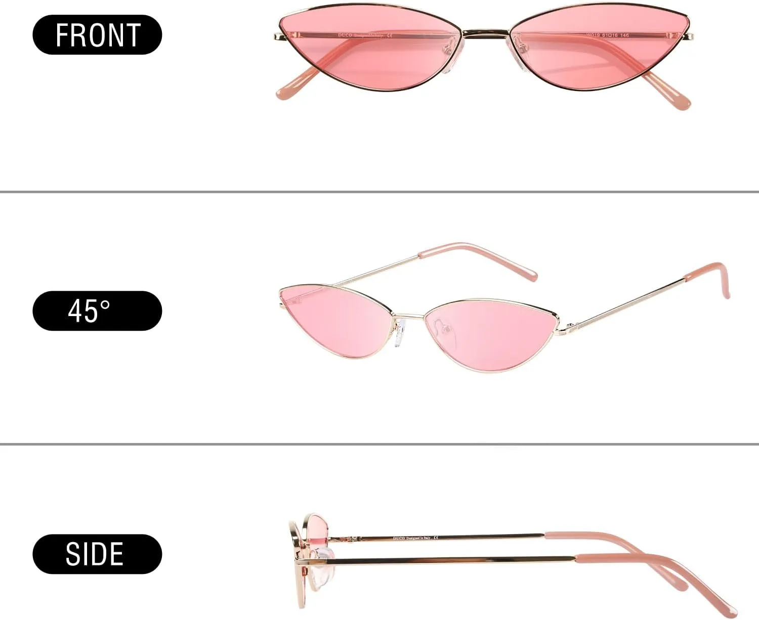 DUCO Vintage Oval Sunglasses for Women Small Triangle Polarized Sun Glasses Metal Frame and UV Protection W019
