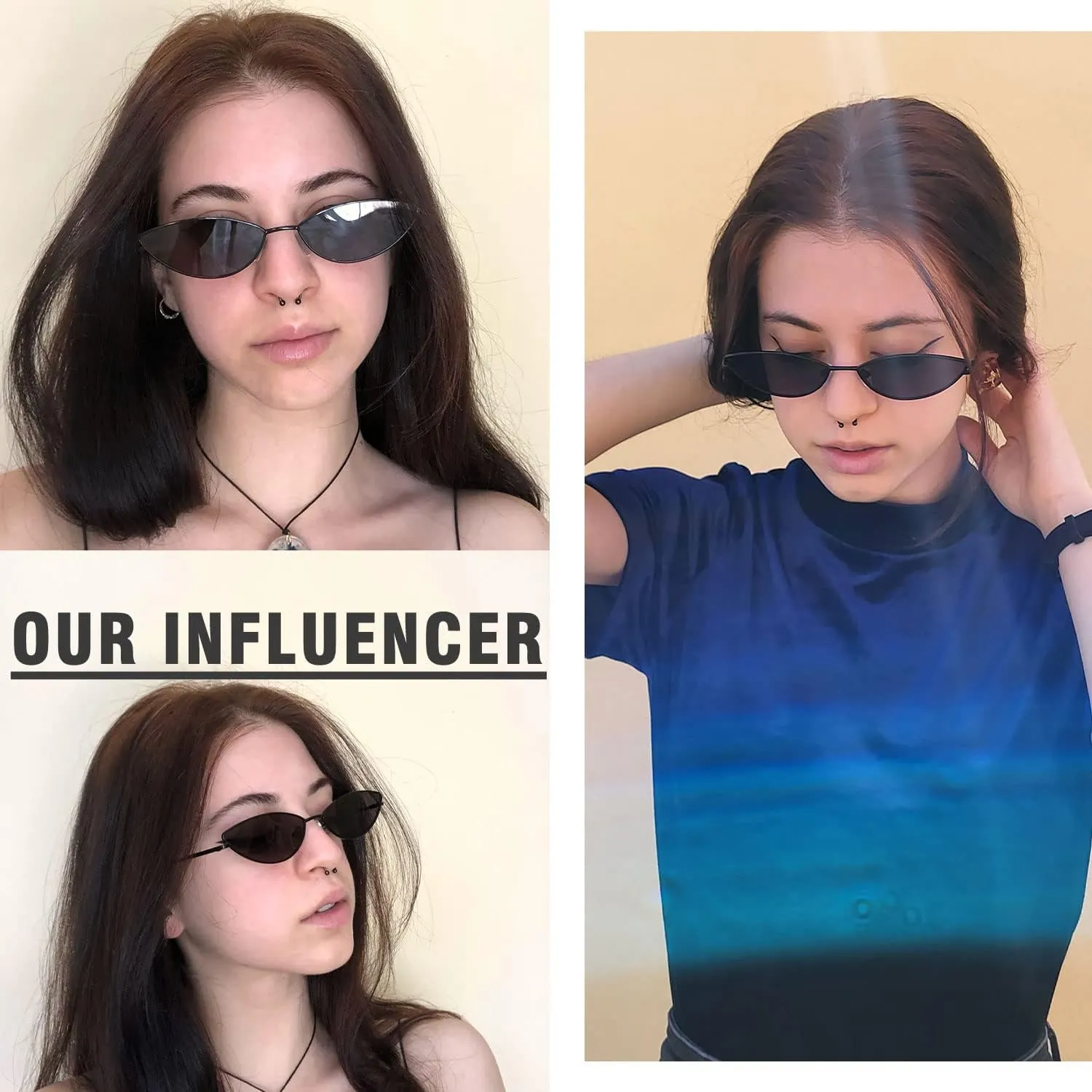 DUCO Vintage Oval Sunglasses for Women Small Triangle Polarized Sun Glasses Metal Frame and UV Protection W019