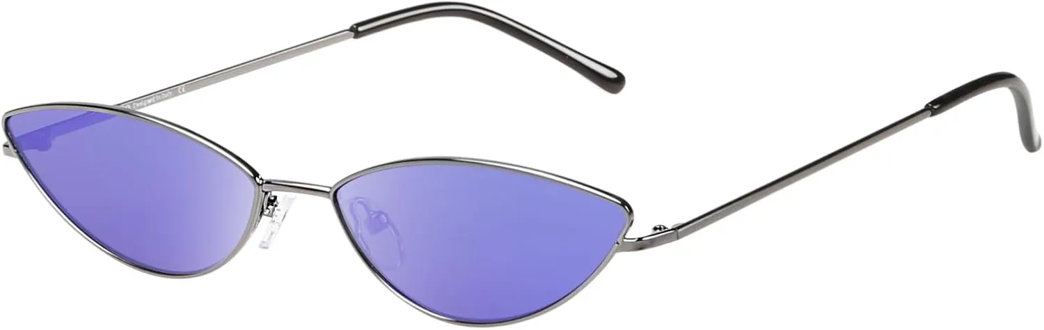 DUCO Vintage Oval Sunglasses for Women Small Triangle Polarized Sun Glasses Metal Frame and UV Protection W019