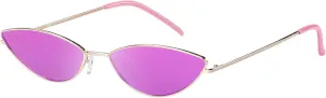 DUCO Vintage Oval Sunglasses for Women Small Triangle Polarized Sun Glasses Metal Frame and UV Protection W019