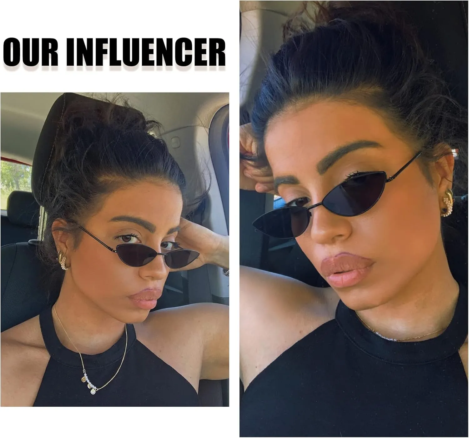 DUCO Vintage Oval Sunglasses for Women Small Triangle Polarized Sun Glasses Metal Frame and UV Protection W019