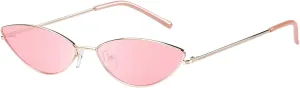 DUCO Vintage Oval Sunglasses for Women Small Triangle Polarized Sun Glasses Metal Frame and UV Protection W019