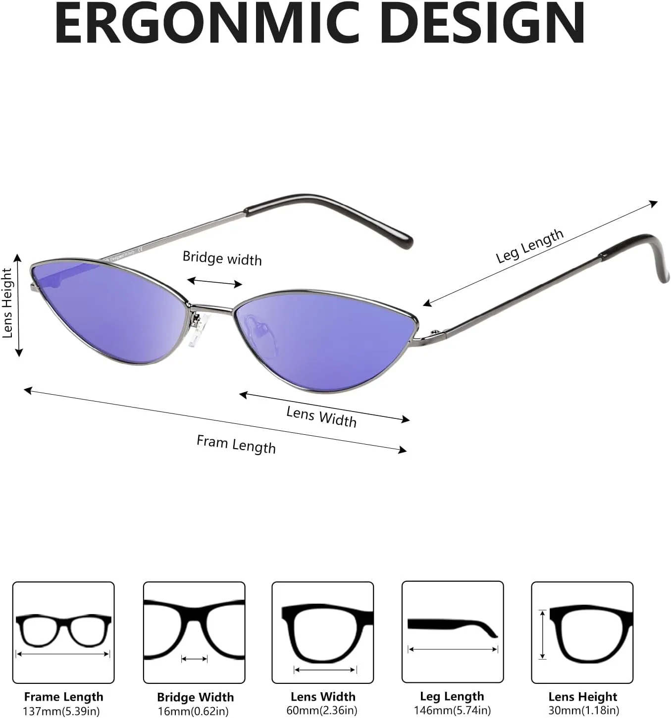 DUCO Vintage Oval Sunglasses for Women Small Triangle Polarized Sun Glasses Metal Frame and UV Protection W019