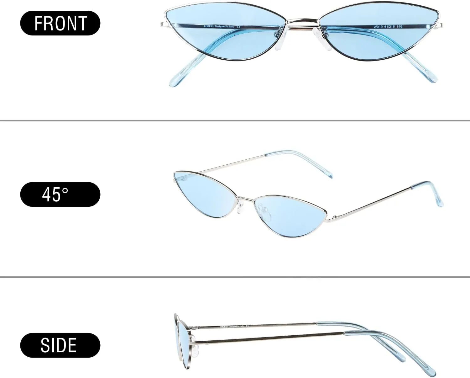 DUCO Vintage Oval Sunglasses for Women Small Triangle Polarized Sun Glasses Metal Frame and UV Protection W019