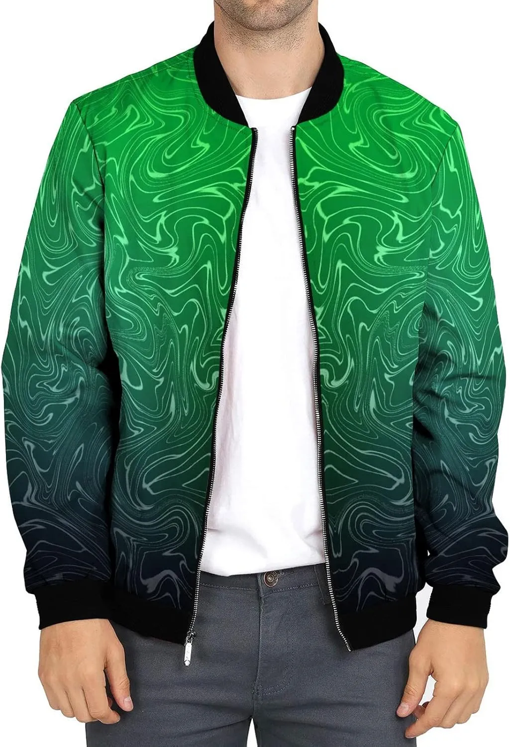 DuDubaby Autumn and Winter Men's Printed Thin Jackets Men's Casual Versatile Printed Jackets