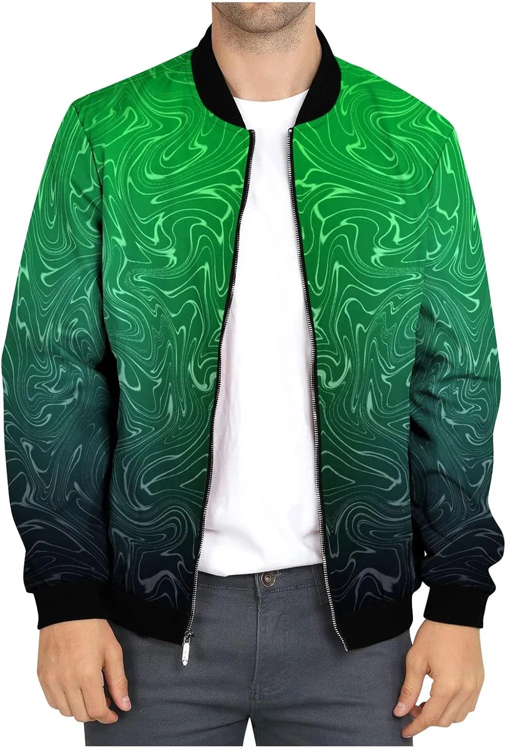 DuDubaby Autumn and Winter Men's Printed Thin Jackets Men's Casual Versatile Printed Jackets
