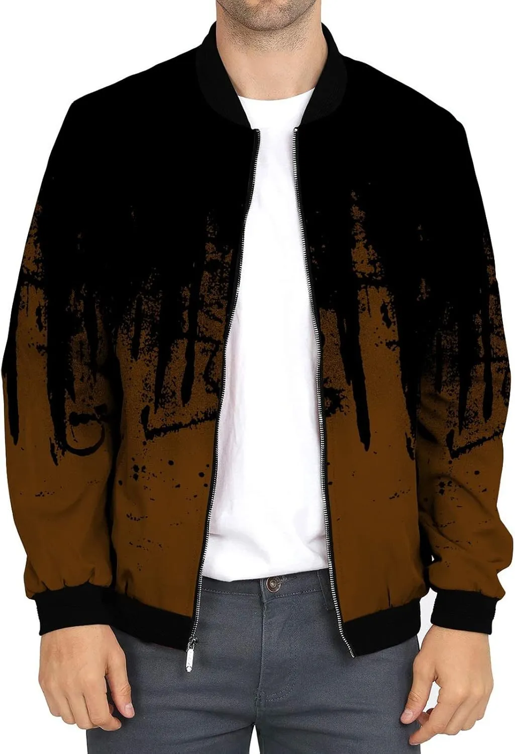 DuDubaby Autumn and Winter Men's Printed Thin Jackets Men's Casual Versatile Printed Jackets