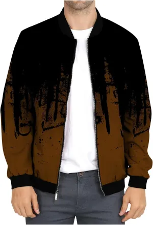 DuDubaby Autumn and Winter Men's Printed Thin Jackets Men's Casual Versatile Printed Jackets