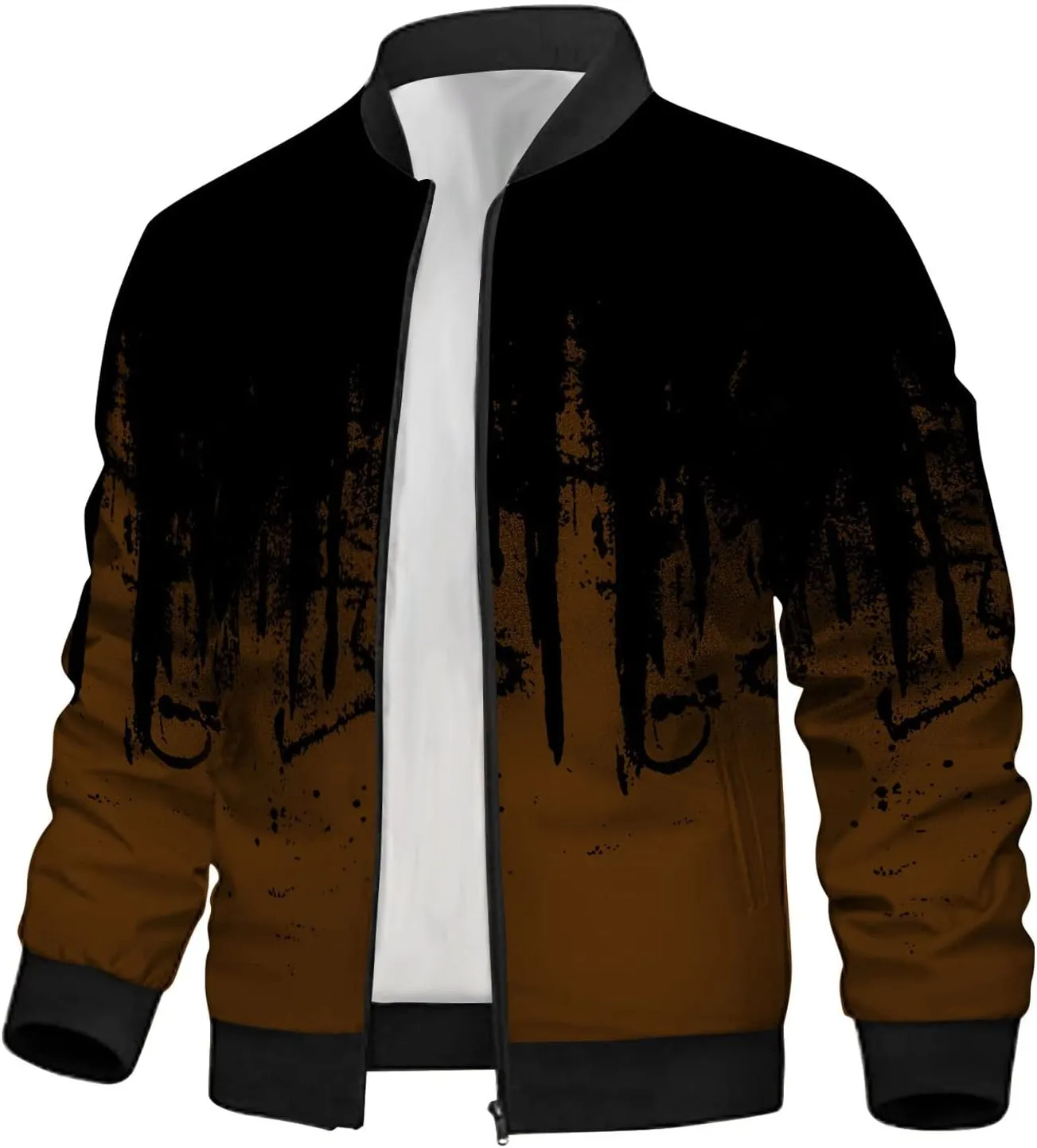 DuDubaby Autumn and Winter Men's Printed Thin Jackets Men's Casual Versatile Printed Jackets