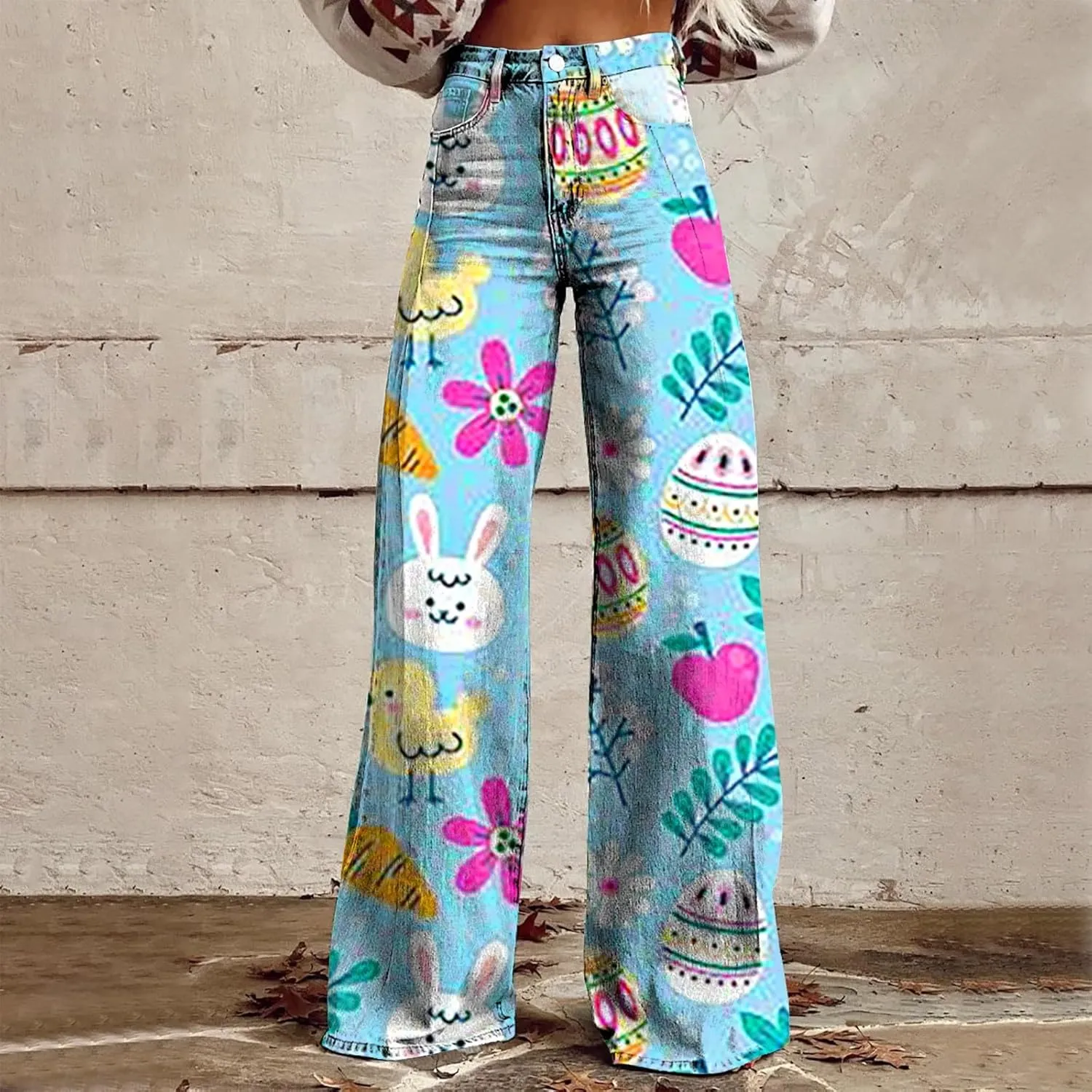 Easter Jeans Women 2025 Mid Rise Barrel Jeans for Women Wide Leg Loose Y2K Baggy Jeans Denim Pants with Pockets