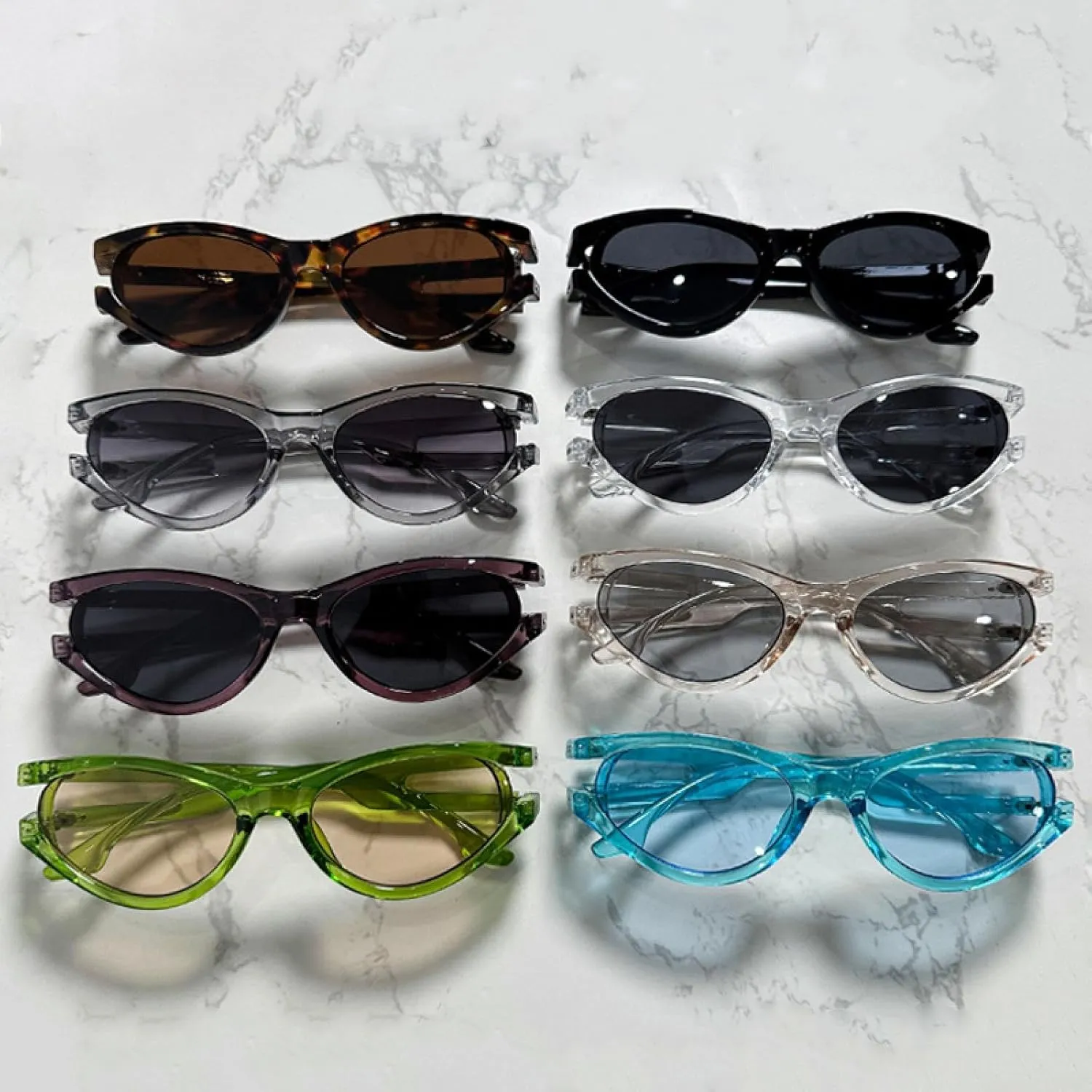 Fashion Cat Eye Sunglasses Women Retro Rivets Blue Green Uv400 Men