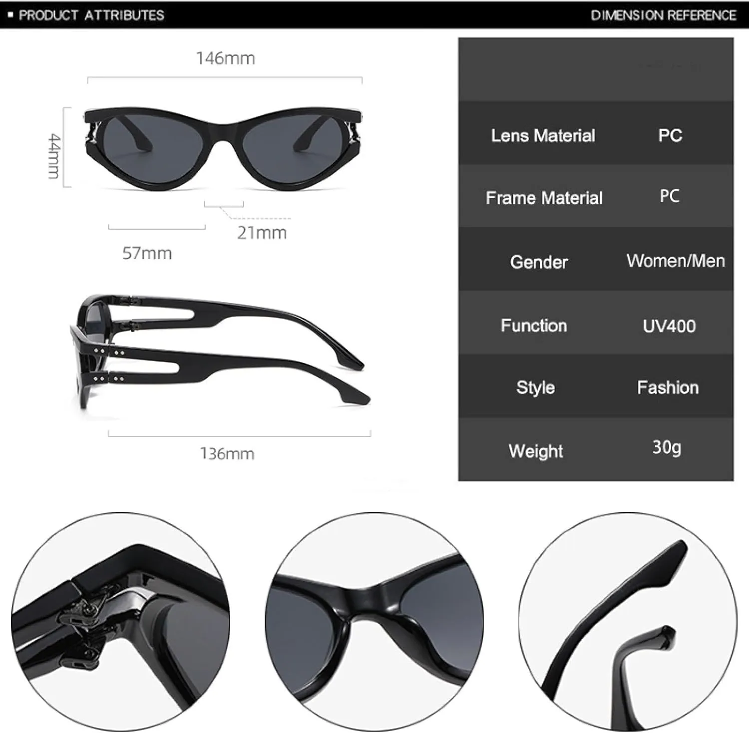 Fashion Cat Eye Sunglasses Women Retro Rivets Blue Green Uv400 Men