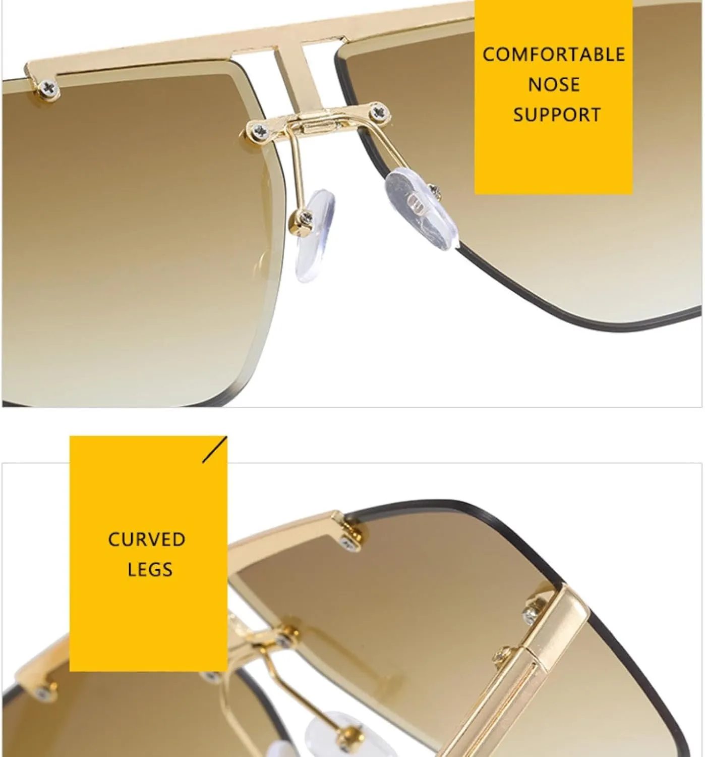 Fashion Men Rimless Sunglasses for Women Metal Frame Uv400
