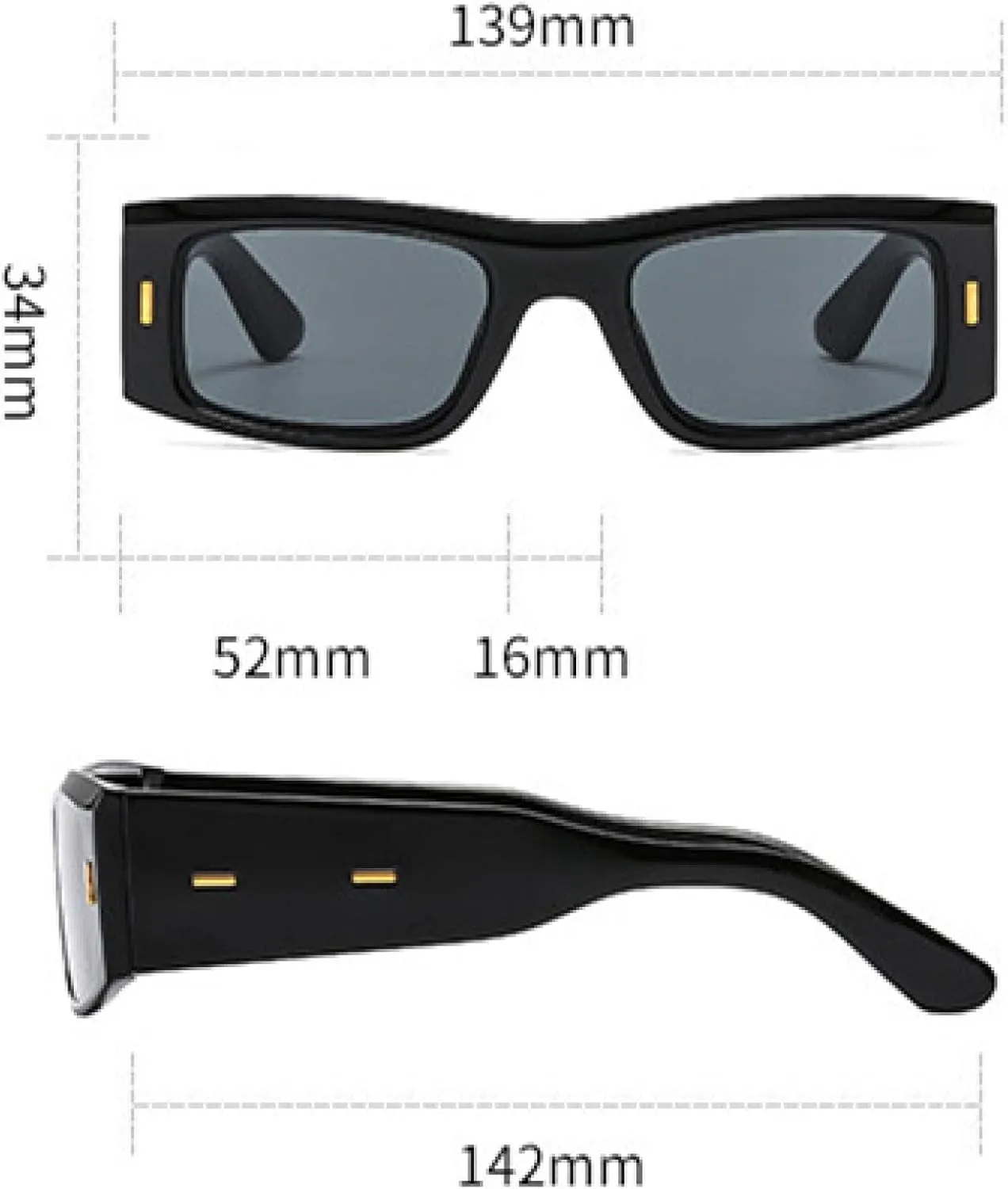 Fashion Rectangle Rivet Sunglasses Uv400 Men