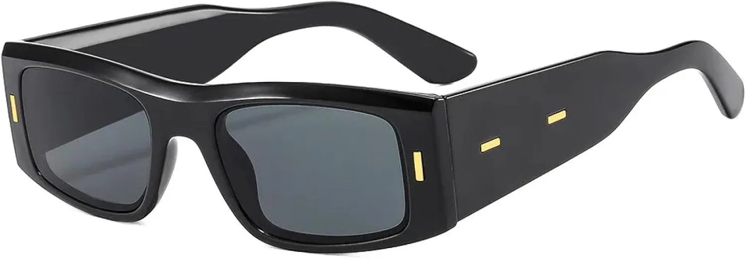 Fashion Rectangle Rivet Sunglasses Uv400 Men