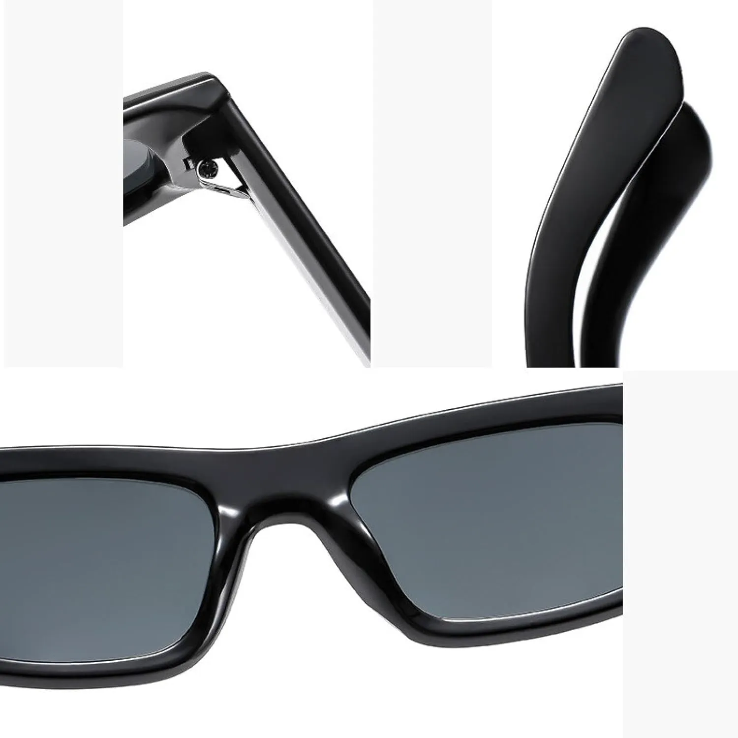 Fashion Rectangle Rivet Sunglasses Uv400 Men