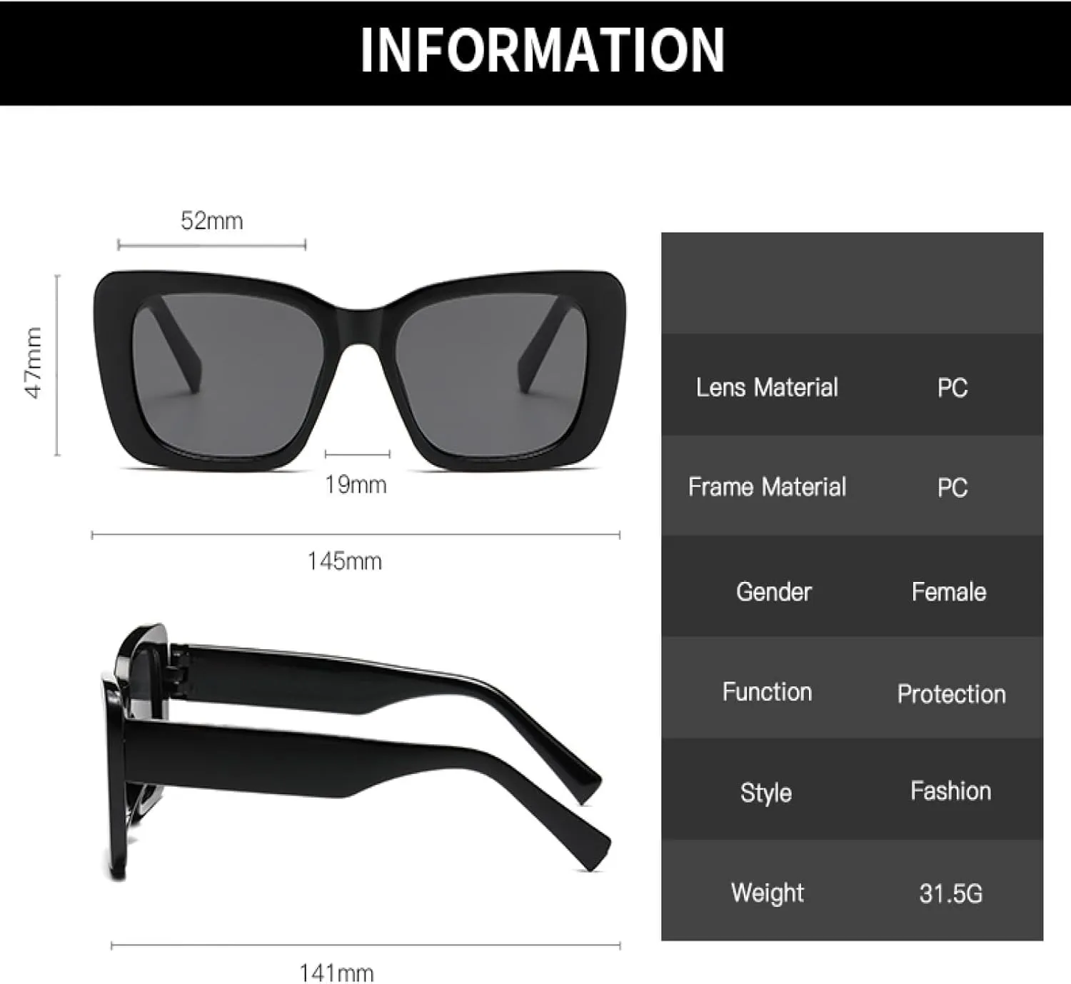 Fashion Rectangle Sunglasses Women Vintage Female Uv400