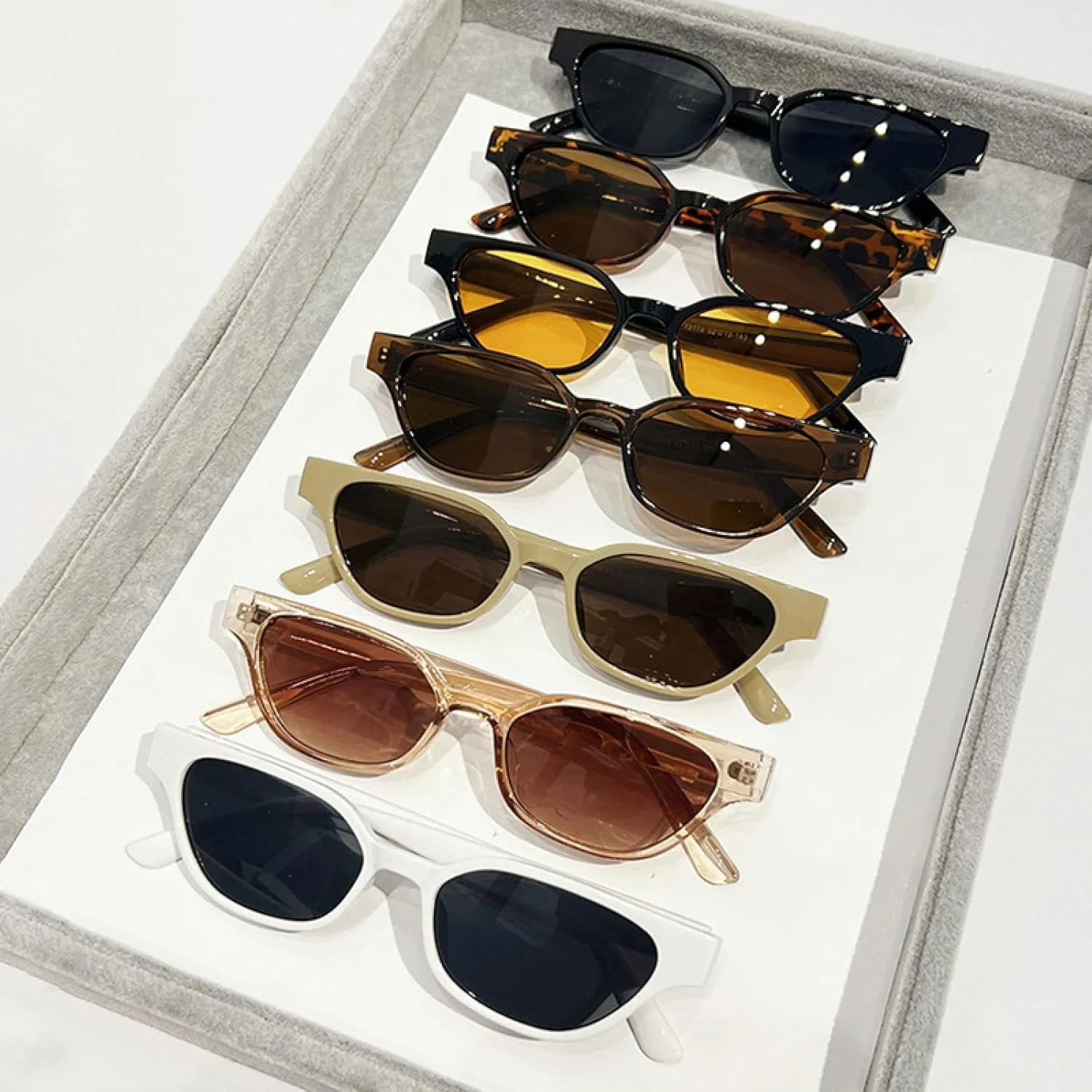 Fashion Small Cat Eye Sunglasses Women Vintage Tea Uv400