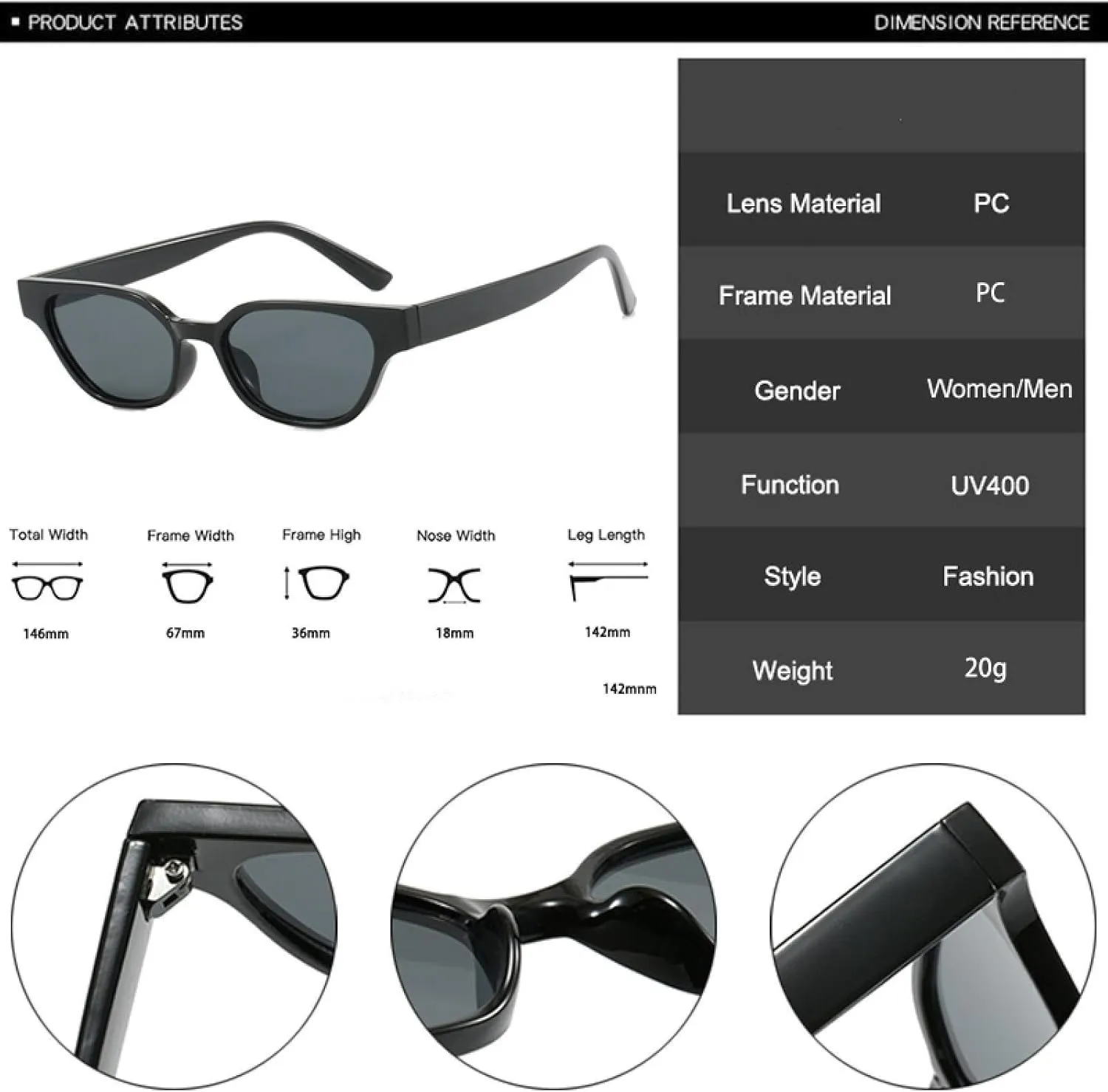 Fashion Small Cat Eye Sunglasses Women Vintage Tea Uv400