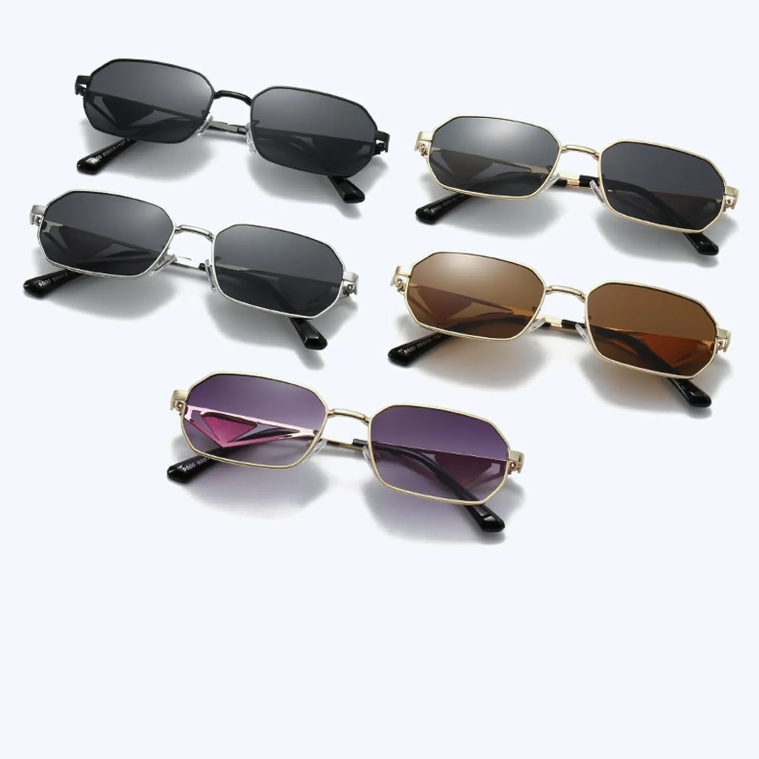Fashion Sunglasses for Woman Vintage Metal Frame Polygonal Luxury Shades Eyewear