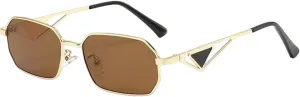 Fashion Sunglasses for Woman Vintage Metal Frame Polygonal Luxury Shades Eyewear