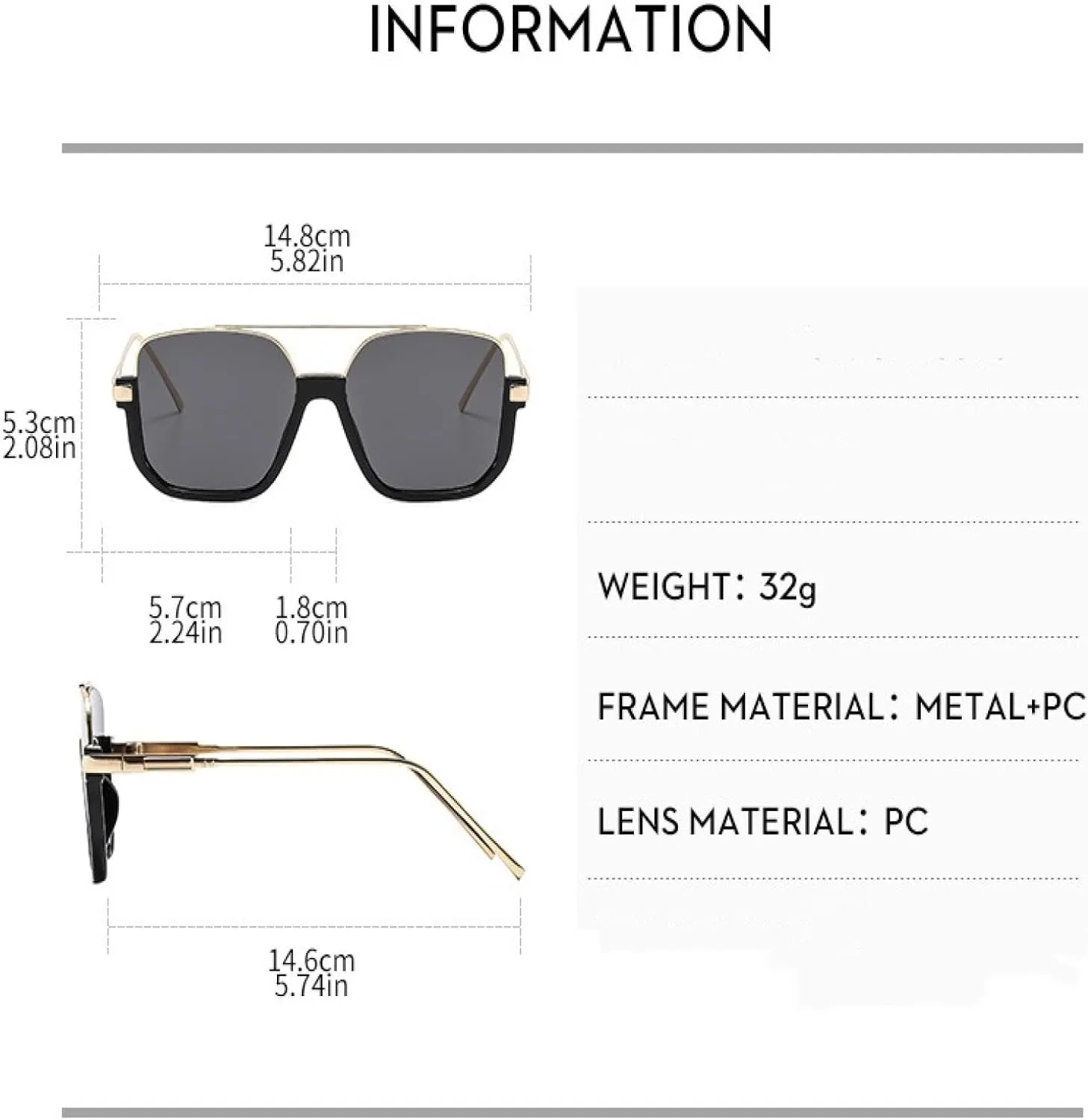 Fashion Sunglasses for Women Men Retro Metal Frame Uv400