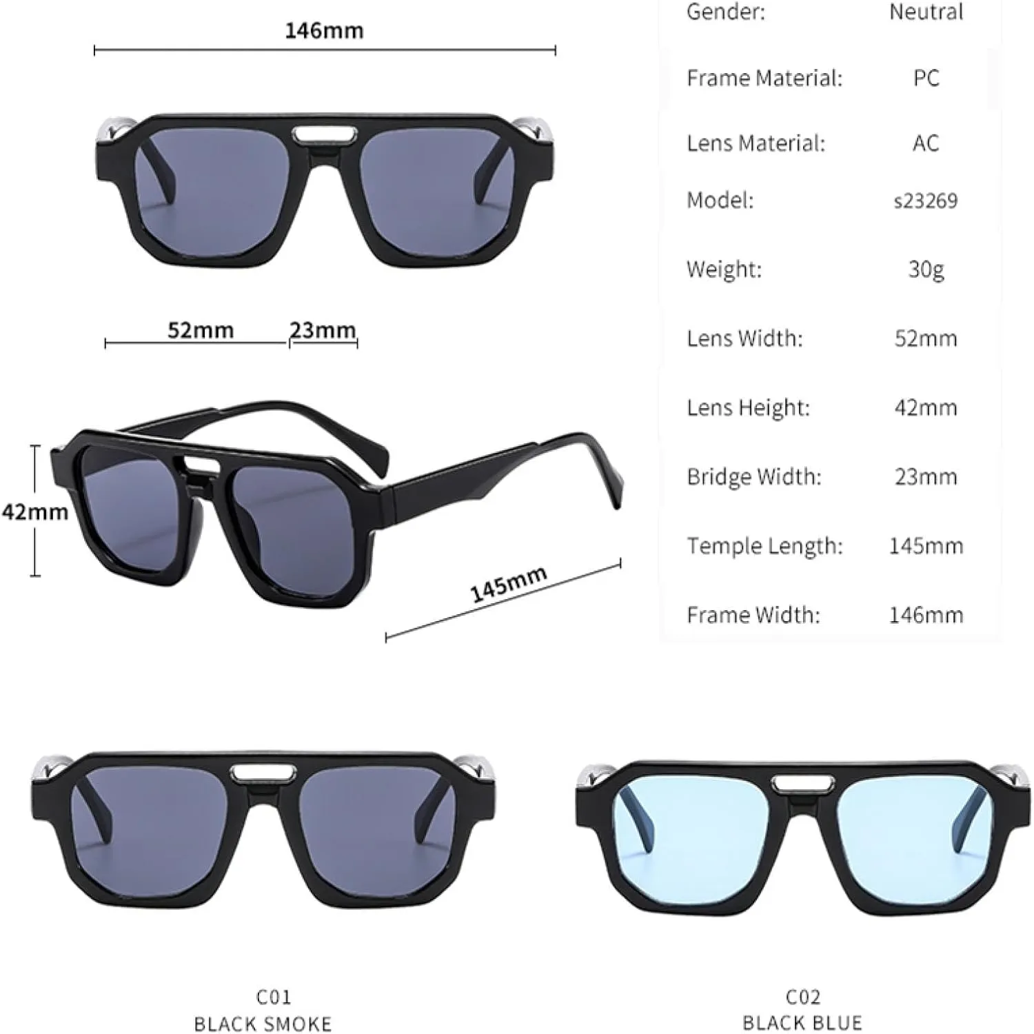 Fashion Uv400 Double Beam Sunglasses for Women