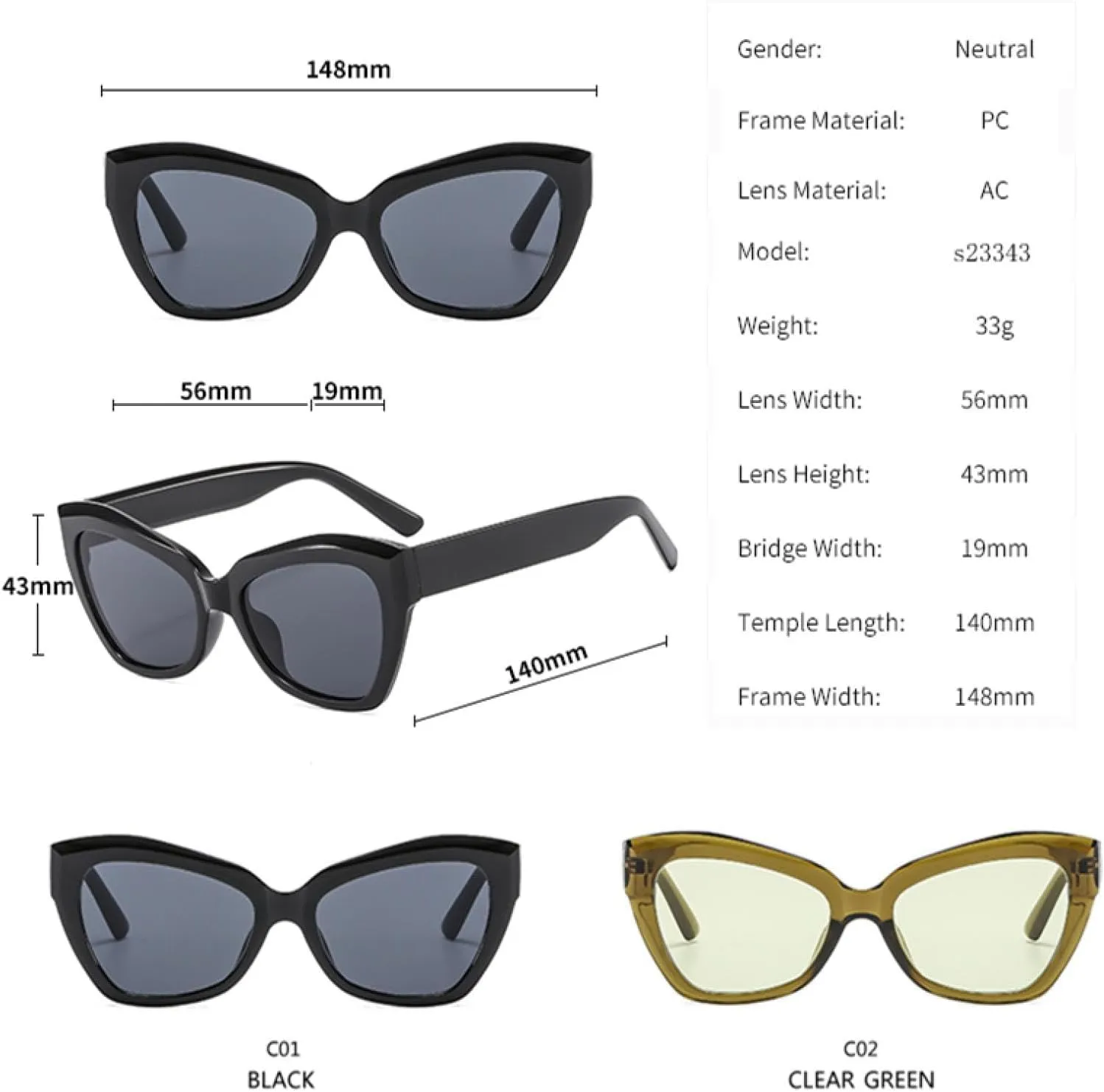 Fashion Vintage Cat Eye Sunglasses for Women Thick Frame Retro Fashion Uv400